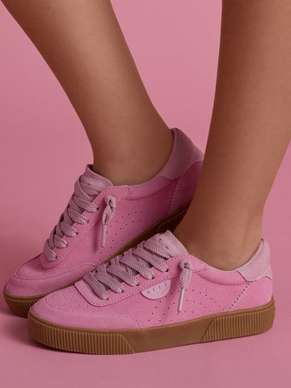 REEF Lay Day Seas Suede Leather Sneakers In Pink Duo Size 7